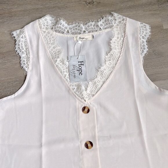 NWT HOPE HORIZON Cream Tank Top Size Small - Picture 2 of 4
